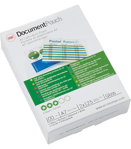 Lot De 100 Pochettes De Plastification Brillantes A7 (80x111 Mm, 2x80 Microns) - Compatibles Avec Toutes Les Plastifieuses à Chaud