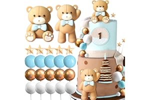 JeVenis decorazione torta orso blu topper per torta con palline blu e oro decorazione torta orsi per la decorazione della torta di compleanno babyshower