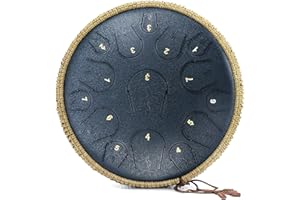 Lidguni Zungentrommel aus Stahl – Lidguni 15 Noten 35,6 cm Zungentrommel Instrument – Handpan-Trommeln mit Musikbuch, Stahlhandpan-Trommel und Tragetasche, C-Dur, Handpan-Trommel für Erwachsene