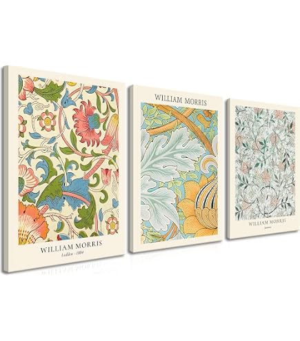 William Morris Set di 3 stampe, motivo floreale, stampa botanica, poster della mostra stampabile con fiori, tela di stampa d'arte vintage 40x50 cm-3 pezzi senza cornice