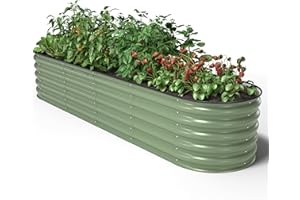 UNIGARDIA Potager Surélevé en Métal 240x60x43 cm - Bac Potager Extérieur Modulaire 9-en-1 - Jardinière Surélevée en Acier Premium, Inoxydable - Durée de Vie Minimum 20 Ans, Vert Sauge