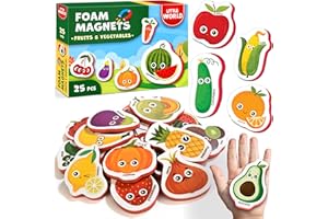 Little World Grand Lot de 24 aimants de réfrigérateur en Mousse pour Enfants de 1 an – Aimants d'apprentissage pour bébé – Aimants de réfrigérateur pour Tout-Petits – Aimants de réfrigérateur pour