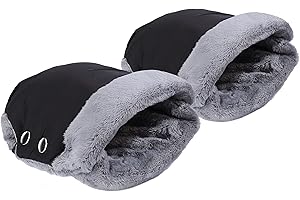 MaoXinTek Guanti del Passeggino Anti-Freeze Impermeabile Extra Spessore Caldo Inverno Scaldamani per Passeggino Buggy Sedia a Rotelle Bicicletta Nero