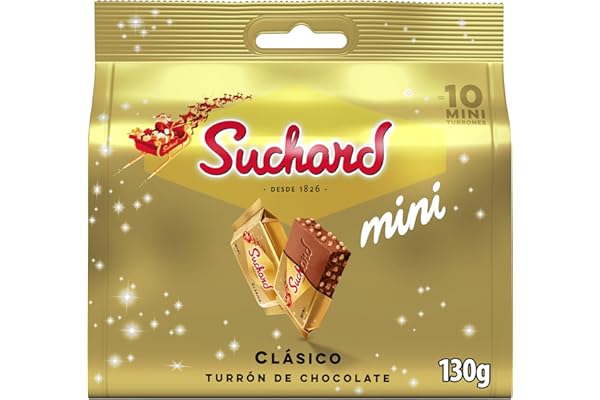 Suchard Mini Turrones de Chocolate con Arroz Inflado, Bolsa con 10 Mini Turrones, Excelente para Compartir y Regalar - 130 g