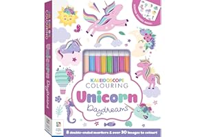 CURIOUS UNIVERSE Hinkler - Kaleidoscope Colouring Kit - Unicorn Daydreams - Art and Craft Activity for Ages 6-12 Years - Includes Over 30 Pages, 8 Double Ended Markers and A Sheet of Scented Stickers