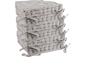 Nicola Spring Grey Seat Cushions - Pack of 6 - French Mattress Dining Chair Cushions Seat Pads Indoor Kitchen Outdoor Garden Patio Chair Pad Dining Bolster Pillow