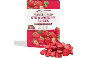 BLUE FOREST FOODS Freeze Dried Strawberry Slices 100g - Freeze Dried Fruit - 100% Strawberries · No Added Sugar or Additives Perfect as Healthy Snacks, For Baking, Cake Decorations, Oats, Smoothies and More.