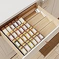 Spice Drawer Organizer, 4 Tier Slanted Clear Acrylic Expandable In Drawer Spice Organizer, Spice Rack for Kitchen Drawer Countertop