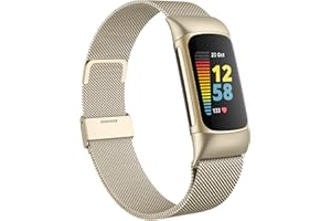 Faliogo Metal Strap Compatible with Fitbit Charge 5 Strap/Fitbit Charge 6 Strap for Women Men, Adjustable Mesh Loop Stainless Steel Replacement WirstBand for Charge 5/Charge 6 Activity Tracker