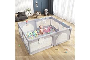EAQ Baby Laufstall 150x180cm Laufgitter Sicherheitsspielplatz mit superweichem, atmungsaktivem Netz, Kinderzaun für Säuglinge Kleinkinder