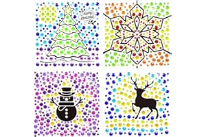 EUCLIDEAN CUBE Suncatcher Gem Art Kit for Kids, 4 Christmas Theme Window Art, Sun Gemstone Kits Diamond Painting Kits for Kid, Great Gifts for 6+ Year Old