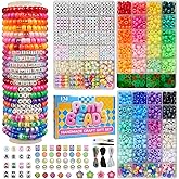 Lynnmos 3 Boxes Pony Beads for Bracelet Making, 2400 Pieces 55 Colors Craft Kit for Girls, Includes Beads and Letters, Gift f