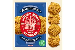 LUCKY BOAT Thin Noodles 360G | Restaurant Quality | No.2 Thin Noodles | Egg Free Noodles | Bulk Noodles | Stir-fry | Noodles | Chow Mein | VEGAN | Fried Noodles | Singapore Noodles | 360G (PACK OF 1)