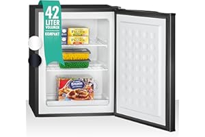 Bomann Gefrierbox klein mit 42L Nutzinhalt, Mini Gefrierschrank mit 2 herausnehmbaren Gitterablagen, Gefrierschrank mit wechselbarem Türanschlag & stufenloser Temperaturreglung, GB 7236 schwarz