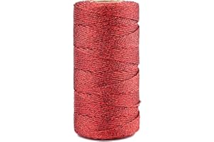 JIJACRAFT Filo Rosso Spago Metallico 1,5 mm di Spessore, 100 Metri, per Artigianato Decorazione di Natale Confezioni Regalo Hobby Creativi
