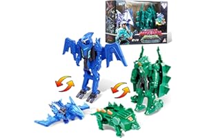 QUANTUM HEROES DINOSTER 2 en 1, Jouets Transforming, Action Figure Dinosaures, Stego et Ptera 2pcs, 5 Pouces, Jouets Action Figure pour Garçons et Filles 5 6 7 8 9 10 Ans, Bleu/Vert