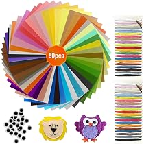 Feutrine Loisir Créatif – 40 Feuilles De Feutre Rigide 1mm, 20x30cm, Avec Fil à Broder 21 Couleurs – Kit Tout-en-un Pour Bricolage
