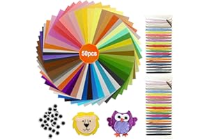 KELAV Feuilles de Tissu en Feutre Coloré,Tissu Imperméable,50 Pièces 20x30cm Feuille de Feutrine,Feutrine Loisir Creatif,Multicolores Paquet de Feuilles de Feutre,pour DIY Sacs en Cousus