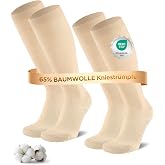 Niofind Compression Socks Women and Men, 2/4 Pairs, 65% Cotton | Knee-length with wide cuff, seamless toe, heel and toe reinf