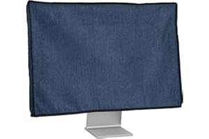 kwmobile Osłona przeciwpyłowa do monitora 68.6-71.1 cm, lniana osłona wyświetlacza monitora, ochrona ekranu komputera, niebiesko-szara