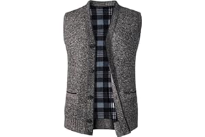 Yukirtiq Gilet Uomo a Maglia Caldo Casual Senza Maniche Gilet in Pile All'aperto Cardigan Maglione Smanicata Uomo con Bottone