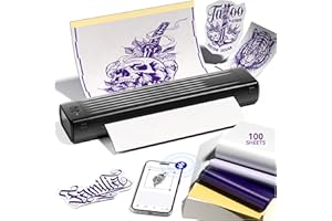 Itari A886 Tattoo Stencil Drucker Bluetooth mit 100 Blätter Papier, Schablone Drucker für Anfänger und Künstler, Thermodrucker Tattoo Maschine Plotter Kompatibel mit Smartphone & PC, Schwarz