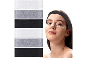 LUSOFIE 6 Pcs Headbands Solid Sweathead Bands Elastic Fabric Womens Headbands Cotton Sports Hairband Sweat-Wicking Soft Hair Band for Doing Workout Gym Yoga Running