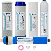 NATURE WATER PROFESSIONALS Universal 5-Stage Reverse Osmosis Replacement Filters, Membrane 75 GPD, with Installation Accessor