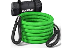 GODIAG 1"×30ft kinetic Recovery Rope Recovery Tow Strap (46500lbs) Heavy Duty Energy Rope 30% Elasticity Off-Road Power Strap for Truck Jeep Car ATV UTV Tractor