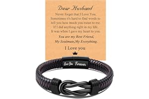 CheersLife Knot Bracelet - Brown Braided Leather Infinity Bracelets for Men - Love You Forever Gifts for Son, Grandson, Husband, Boyfriend, Brother, Teacher Dad New Dad- Valentine's Day & Graduation