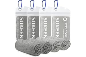 Sukeen Serviette de Refroidissement, 100x30cm Lot de 4 Serviettes Rafraîchissantes pour Le Cou, Serviette Sport Microfibre, Cooling Towel pour Entraînement, Fitness, Sports, Voyages, Yoga, Golf