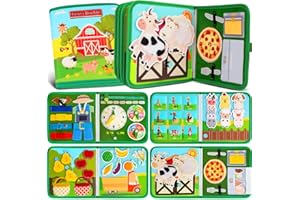Quanquer Busy Board para niños, Regalos de cumpleaños, Granja, Tabla ocupada, Juguete Montessori para 1, 2, 3, 4 años, niños pequeños, Actividades de Aprendizaje Preescolar, Tabla sensorial de