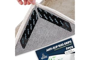 Artlive Rug Gripper 9 PCS - Washable & Reusable Rug Grippers for Laminate - Hardwood Floor - Suitable Carpet Grippers for Marble, Wooden Floors & for all types & sizes of Rugs