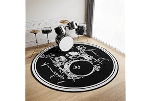 Z·Bling Tapis Batterie 150cm,Tapis de Batterie Ronde,Tapis pour Batterie et Percussions,Tapis Insonorisant pour Batterie,Tapis Batterie Electronique Antidérapant,Tapis Batterie Acoustique (Noir A)