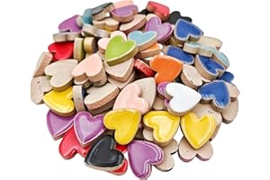 YOZIEMQ Keramik-Mosaikfliesen, gemischte Farben, Keramik-Mosaikfliesen zum Basteln, Mosaikfliesen für Heimdekoration oder Bastelarbeiten, Mosaik-Zubehör (gemischte Farben, Herzform)