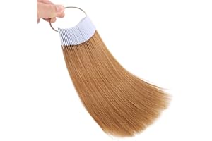 REDMENCO Campioni di capelli umani per testare i campioni di colore per anelli di colore da salone, tono castano chiaro livello 6, 30 pezzi da 8 pollici