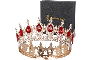 HPMAISON [Gift Box Packed] Princess Tiaras Women Crystal Tiara Full Round Rhinestone Tiara Bridal Queen Crown Crystal Headband Present for Women Birthday Cake Decoration Wedding Hair Accessories