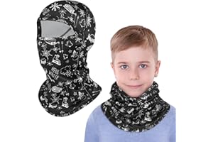 TAGVO Cagoule d'hiver Thermique pour Enfants 4-12Ans, Coupe Masque de Ski Cyclisme, Multifonction Coupe-Vent Cagoule en Chauffe-Cou Casquette Bonnet Polaire pour Garçons Filles Plein Air