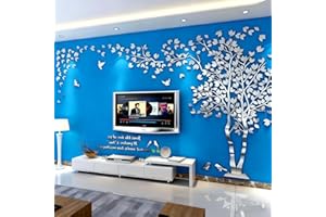 GUANGMU Stickers Muraux Arbre - Stickers 3D DIY Mural Autocollants Arts Décoration de la Maison pour le Salon Chambre Cadeau de Noel Garderie Sticker (Argent Droite,M-250 * 130cm)