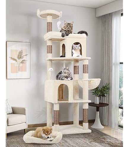 XXL Katzenbaum 170cm Groß - Kratzbaum Mit Plattformen, Höhle Und Hängematte