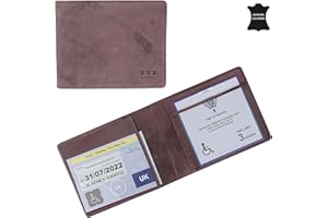 RHB Genuine Leather Disabled Blue Badge Holder with Timer Wallet – Secured Disability Parking Permit Cover with Hologram Protection (Timer not Included) (Plum Distressed)