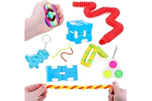 Toyland® L'ensemble de jouets Fidget essentiels - 8 jouets Fidget amusants et géniaux comprenant des porte-clés Bubble Pop