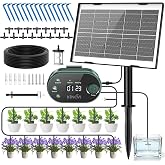 KINEVI 3W Solar Garden Irrigation System | 15M Hose, Automatic Irrigation System with 15 Drip Tips, Garden Balcony Plants Out