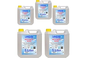 ‎LUDWIGLACKE LudwigLacke Destilliertes Wasser, 5 x 5 Liter Kanister, Premium Qualität, Made in Germany