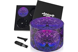 ASTRIVA Grinder Herb Large, 63mm 4 Piece Grinder with Sharp Shark Teeth, Cool Fantasy Metal Grinders Purple for Kitchen Spice & Herbal Tea, Gift Set for Boyfriend & Girlfriend, Man & Women, Papa, Father