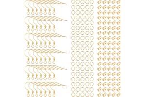 DICOSMETIC 100 Uds Kit de Fabricación de Pendientes de Acero Inoxidable Ganchos para Pendientes de Color Dorado 100 uds de Anillos de Salto para Fabricación de Joyas DIY Agujero: 18 mm Pin: 07 mm