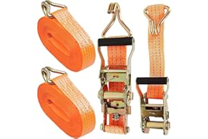 ‎FWEEK FWEEK 2 Stück 3000kg 6m Spanngurte mit Ratsche, Ratschengurt Zurrgurte mit Haken, 3t Heavy Duty Zurrgurt für LKWs, Autos, Motorräder - Orange