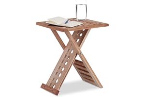 ‎RELAXDAYS Relaxdays Stolik pomocniczy, składany, orzech włoski, stolik kawowy, stolik nocny, prostokątny, wys. x gł.: 40,5 x 33 x 33 cm, naturalny