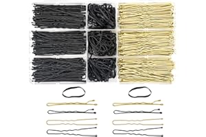 Bailinks Lot de 300 Bobby Pins et Épingles à Cheveux, pinces à cheveux et élastiques noirs pour cheveux, coffret cheveux femme avec boîte, élastiques pour chignons femmes filles