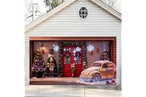 GENERIC Christmas Garage Door Cover Decorations, Garage Buddy Christmas Door Banner, Large Hanging Snow Santa Reindeer Garage Door Backdrop for Xmas Home Yard Holiday Decor
